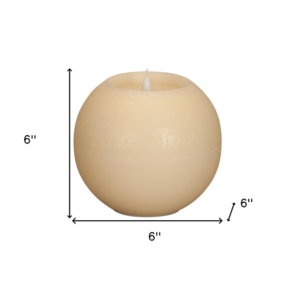 Homeroots Set Of Two Beige Round Flameless Designer Candle  Wax 517662