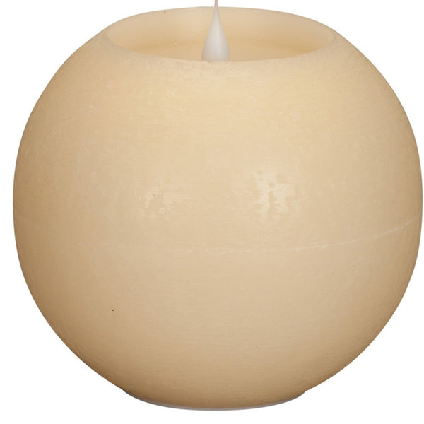 Homeroots Set Of Two Beige Round Flameless Designer Candle  Wax 517662