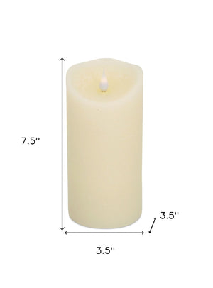 Homeroots Set Of Two Beige Flameless Pillar Candle  Wax 517666
