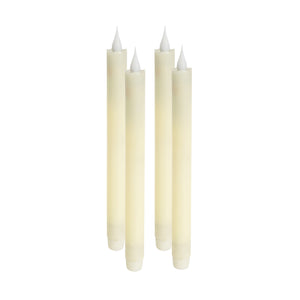 Homeroots Set Of Four Beige Flameless Taper Candle  Wax 517672