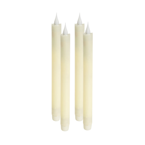 Homeroots Set Of Four Beige Flameless Taper Candle  Wax 517672