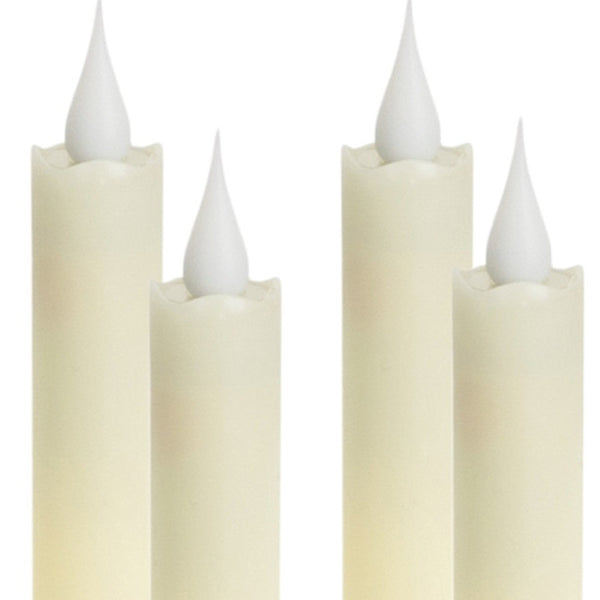 Homeroots Set Of Four Beige Flameless Taper Candle  Wax 517672