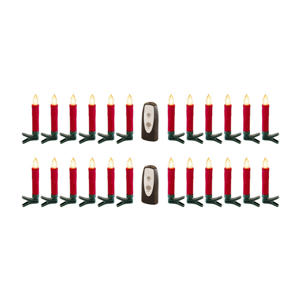 Homeroots Set Of Twentyfour Red Flameless Christmas Clip On Taper Candle  Plastic 517673