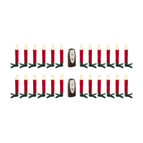 Homeroots Set Of Twentyfour Red Flameless Christmas Clip On Taper Candle  Plastic 517673