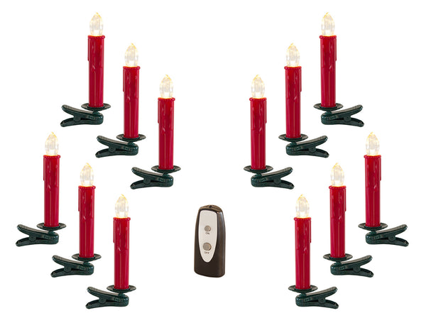 Homeroots Set Of Twentyfour Red Flameless Christmas Clip On Taper Candle  Plastic 517674