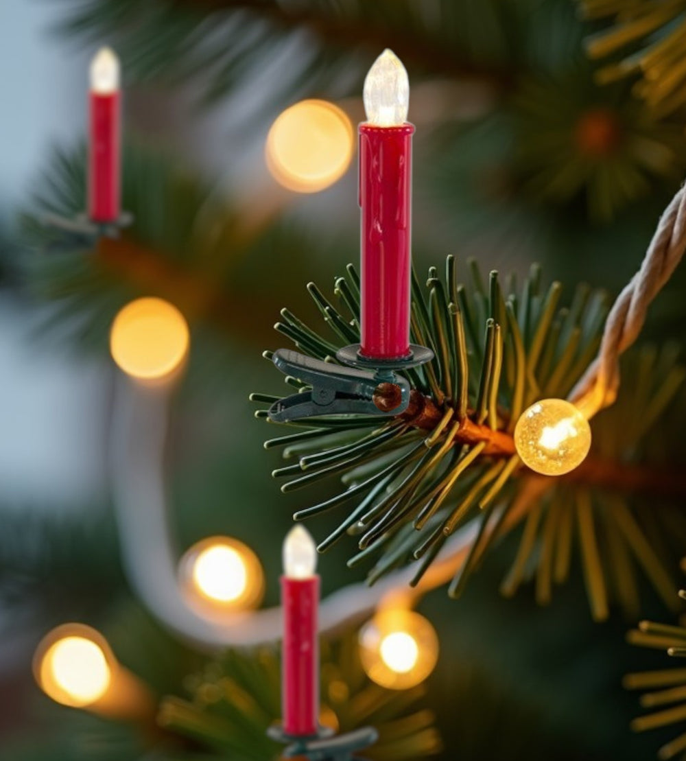 Homeroots Set Of Twentyfour Red Flameless Christmas Clip On Taper Candle  Plastic 517674