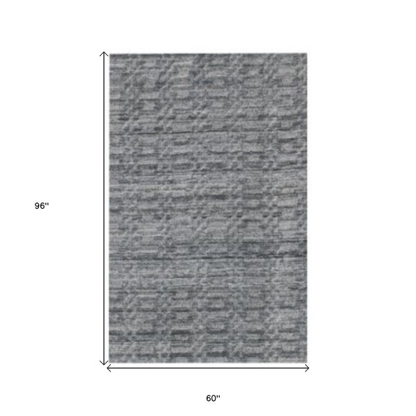 HomeRoots 5' Hand Loomed Area Rug - Timeless Artisan Design for Cozy Elegance in Any Living Space or Bedroom Gray 517700