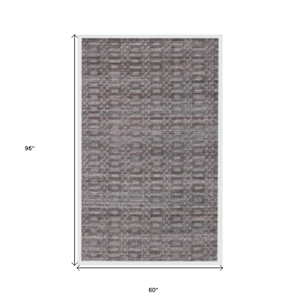 HomeRoots 5' Hand Loomed Area Rug - Timeless Artisan Design for Cozy Elegance in Any Living Space or Bedroom Gray 517701