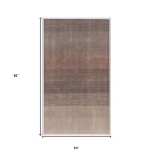 Homeroots 5' X 8' Violet And Brown Hand Loomed Area Rug  Viscose 517703