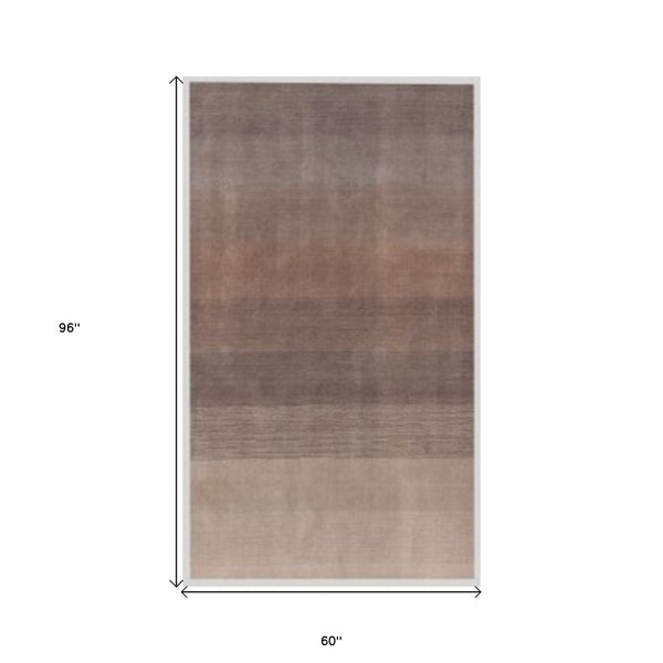 Homeroots 5' X 8' Violet And Brown Hand Loomed Area Rug  Viscose 517703