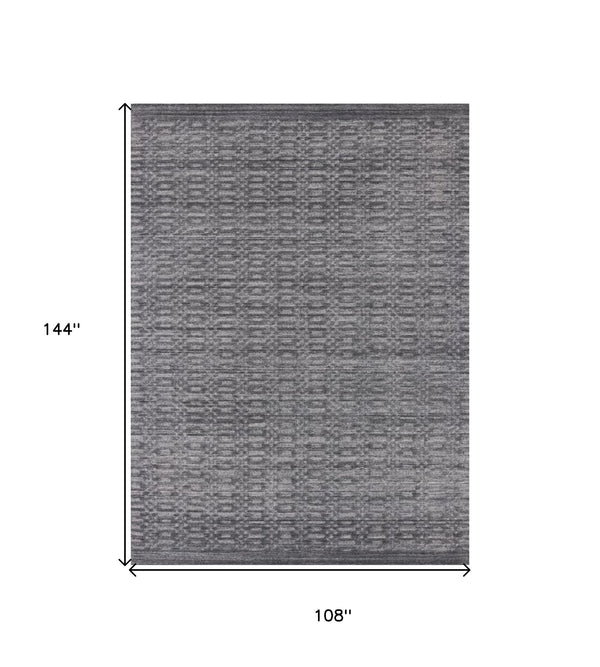 Homeroots 9' X 12' Charcole And Dark Grey Hand Loomed Area Rug  Viscose 517708