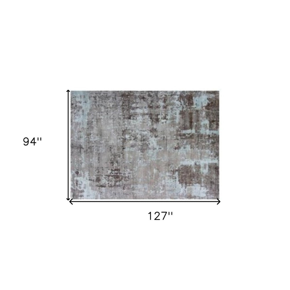 HomeRoots 8' X 11' Brown and Silver Hand Loomed Area Rug - Artisan Crafted, Luxurious Viscose, Unique Elegance 517710