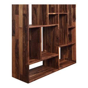 Homeroots 86" Natural And Brown Wood Ten Tier Bookcase   517717