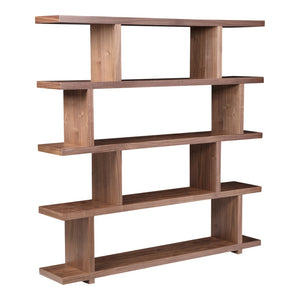 HomeRoots Brown Five-Tier Wood Bookcase: Stylish Storage Solution for Modern Homes - Versatile & Durable Design! 517718