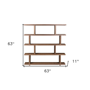 HomeRoots Brown Five-Tier Wood Bookcase: Stylish Storage Solution for Modern Homes - Versatile & Durable Design! 517718