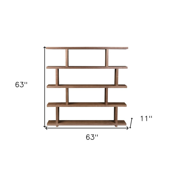 HomeRoots Brown Five-Tier Wood Bookcase: Stylish Storage Solution for Modern Homes - Versatile & Durable Design! 517718