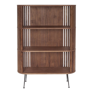 HomeRoots 57" Natural and Brown Wood Three-Tier Bookcase – Stylish Storage Solution for Home or Office Spaces 517721