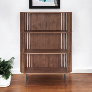 HomeRoots 57" Natural and Brown Wood Three-Tier Bookcase – Stylish Storage Solution for Home or Office Spaces 517721
