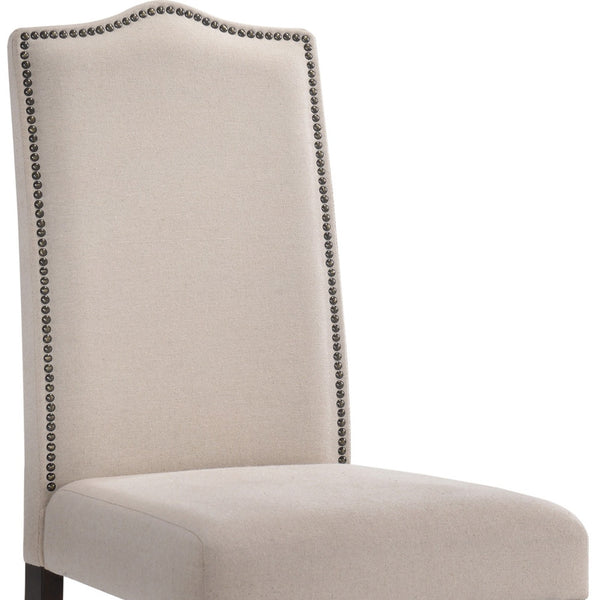 Homeroots Cream And Espresso Upholstered Linen Dining Parsons Chair  Wood 517731