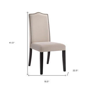 Homeroots Cream And Espresso Upholstered Linen Dining Parsons Chair  Wood 517731