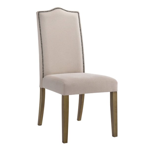 Homeroots Cream And Brown Upholstered Linen Dining Parsons Chair  Wood 517732