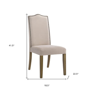 Homeroots Cream And Brown Upholstered Linen Dining Parsons Chair  Wood 517732