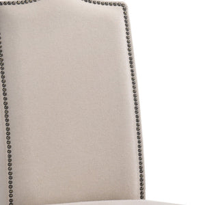 Homeroots Cream And Brown Upholstered Linen Dining Parsons Chair  Wood 517732