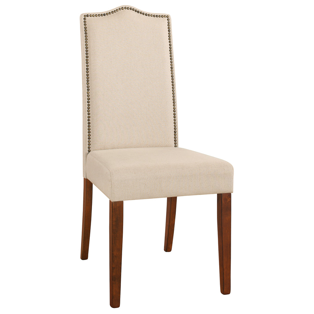Homeroots Cream And Chestnut Upholstered Linen Dining Parsons Chair  Wood 517733