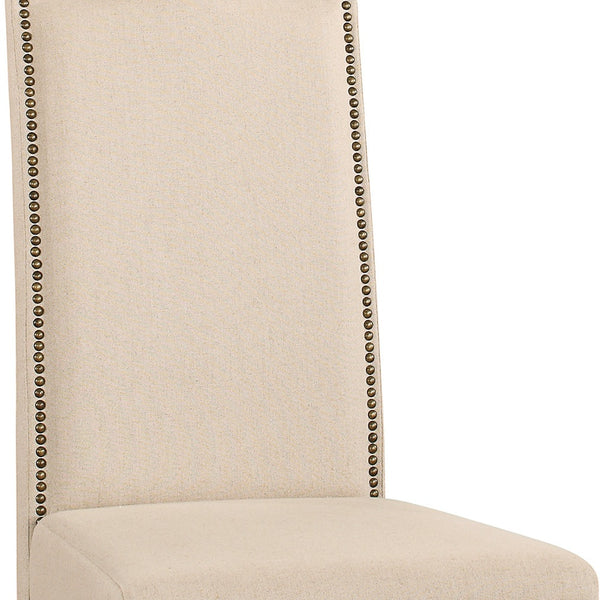 Homeroots Cream And Chestnut Upholstered Linen Dining Parsons Chair  Wood 517733