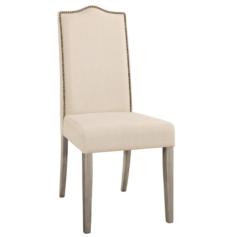 Homeroots Cream And Gray Upholstered Linen Dining Parsons Chair  Wood 517734
