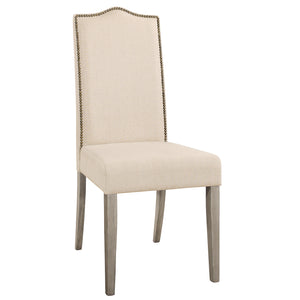 Homeroots Cream And Gray Upholstered Linen Dining Parsons Chair  Wood 517734