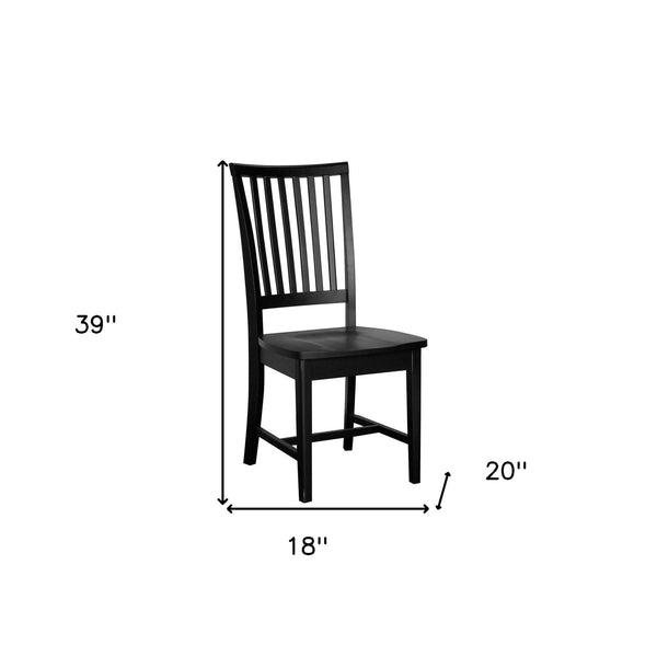 Homeroots Black Wood Slat Back Dining Side Chair  Wood 517735