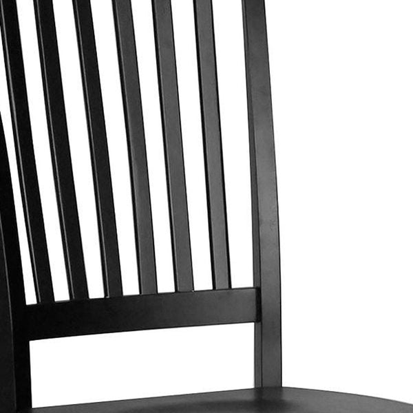 Homeroots Black Wood Slat Back Dining Side Chair  Wood 517735
