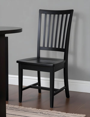 Homeroots Black Wood Slat Back Dining Side Chair  Wood 517735