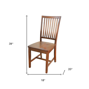 Homeroots Chestnut Wood Slat Back Dining Side Chair  Wood 517736