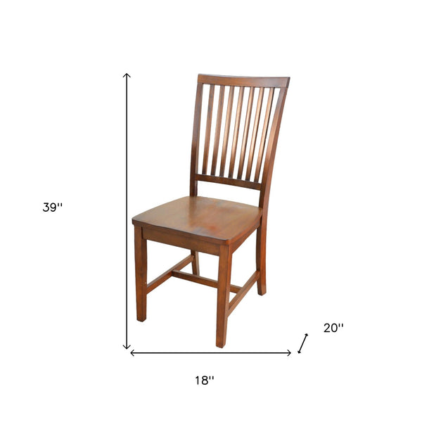 Homeroots Chestnut Wood Slat Back Dining Side Chair  Wood 517736