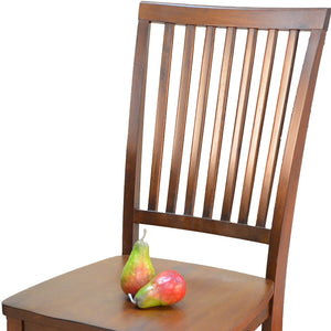 Homeroots Chestnut Wood Slat Back Dining Side Chair  Wood 517736