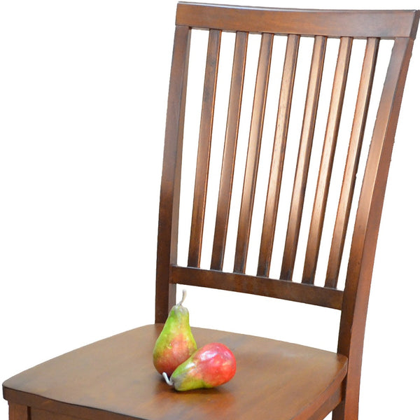 Homeroots Chestnut Wood Slat Back Dining Side Chair  Wood 517736