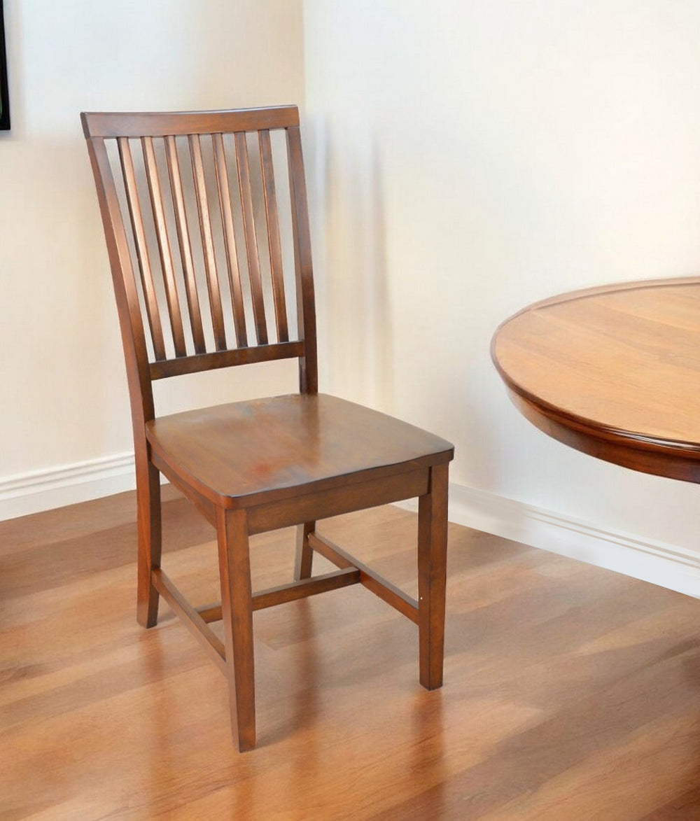 Homeroots Chestnut Wood Slat Back Dining Side Chair  Wood 517736