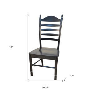 Homeroots Black Wood Ladder Back Dining Side Chair  Wood 517737