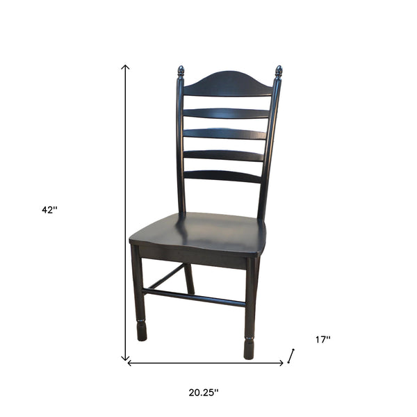 Homeroots Black Wood Ladder Back Dining Side Chair  Wood 517737