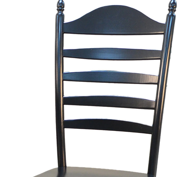 Homeroots Black Wood Ladder Back Dining Side Chair  Wood 517737