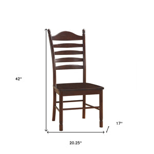 Homeroots Espresso Wood Ladder Back Dining Side Chair  Wood 517738