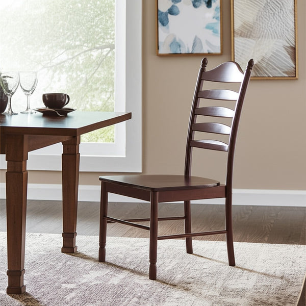 HomeRoots Espresso Ladder Back Dining Side Chair - Stylish Armless Design for Versatile Home Seating Needs 517738