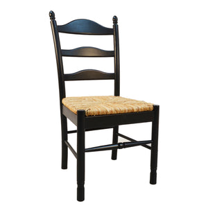 Homeroots Straw And Black Wood Ladder Back Dining Side Chair  Wood 517739