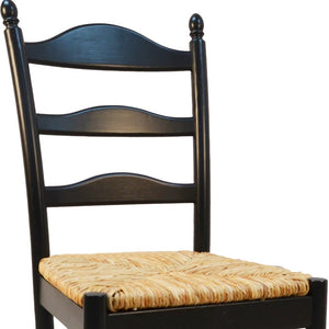 Homeroots Straw And Black Wood Ladder Back Dining Side Chair  Wood 517739