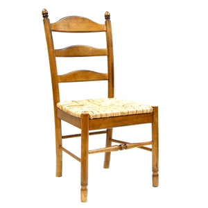 Homeroots Straw And Brown Wood Ladder Back Dining Side Chair  Wood 517740