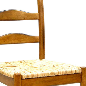 Homeroots Straw And Brown Wood Ladder Back Dining Side Chair  Wood 517740