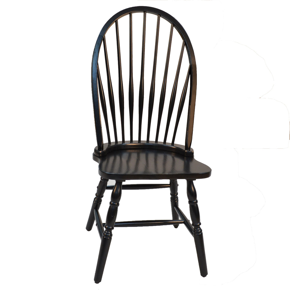 Homeroots Black Wood Windsor Back Dining Side Chair  Wood 517741