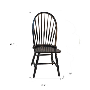 Homeroots Black Wood Windsor Back Dining Side Chair  Wood 517741